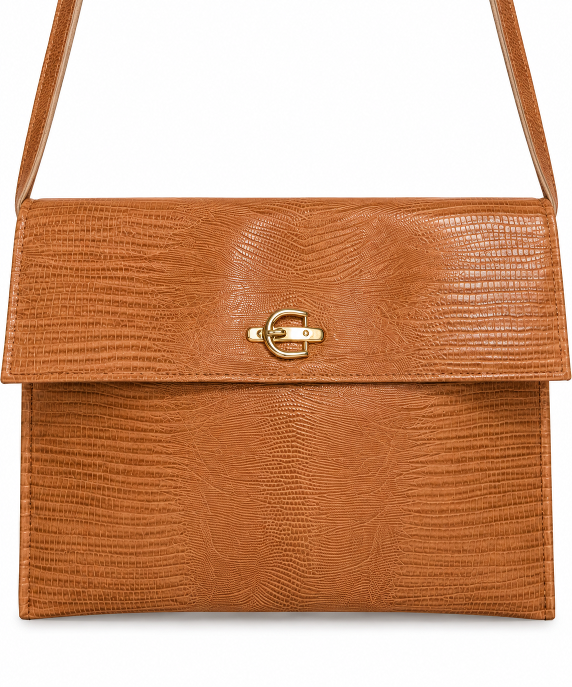 Vintage 1970s–80s Camel Brown Envelope Shoulder Bag
