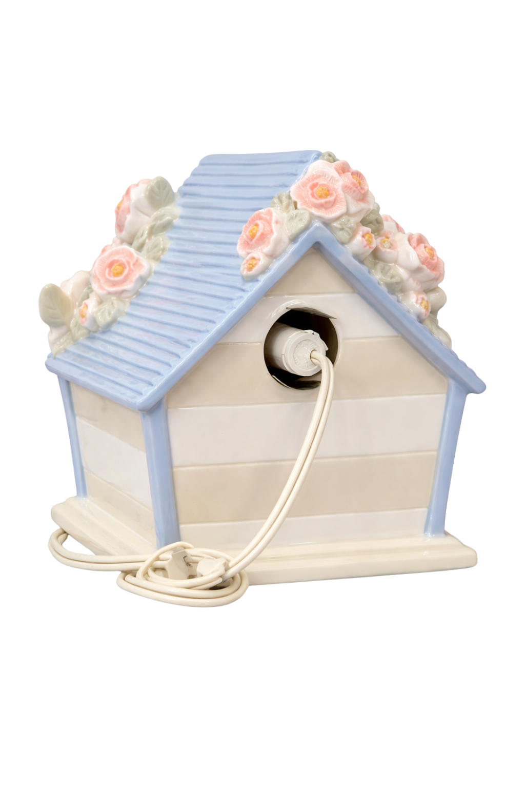 La Petite Maison | Vintage Floral Cottage Night Light, Shabby Chic Porcelain House Lamp