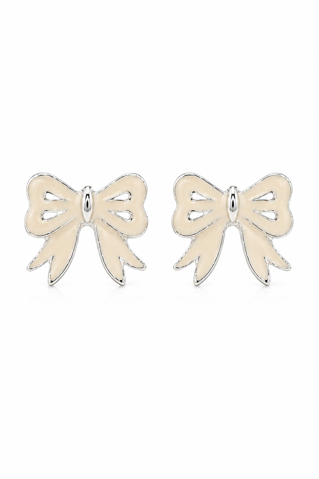 Cream Bow Stud Earrings | Feminine Ribbon Earrings | Coquette Style Jewelry