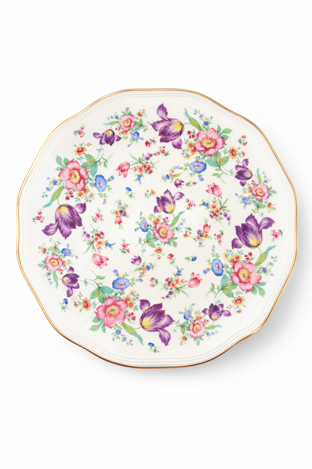 Vintage Bavaria Floral Chop Plate (1920–1950) – 13” Decorative Wall Plate, Made in Germany