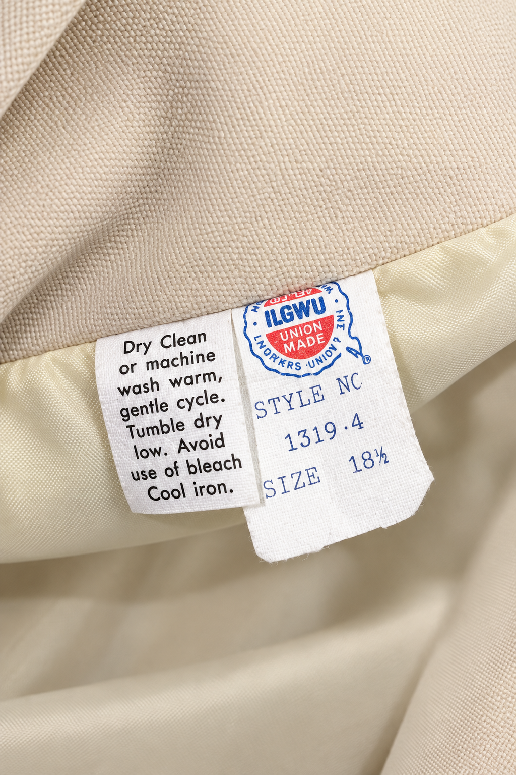 Vintage 1970s Cream Mod Trench Coat Peter Pan Collar Union Made USA Size 18 / L/XL