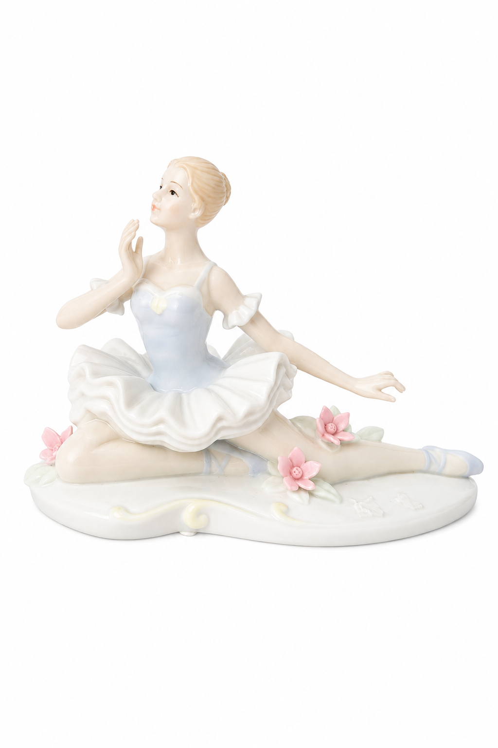 Vintage Valentino Porcelain Ballerina Figurine | Handcrafted Taiwan Ballet Dancer with Pink Flowers