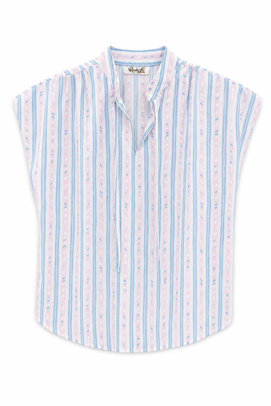 Vintage Made in USA Pastel Stripe Blouse | Union Made Soft Tie-Neck Top - size M