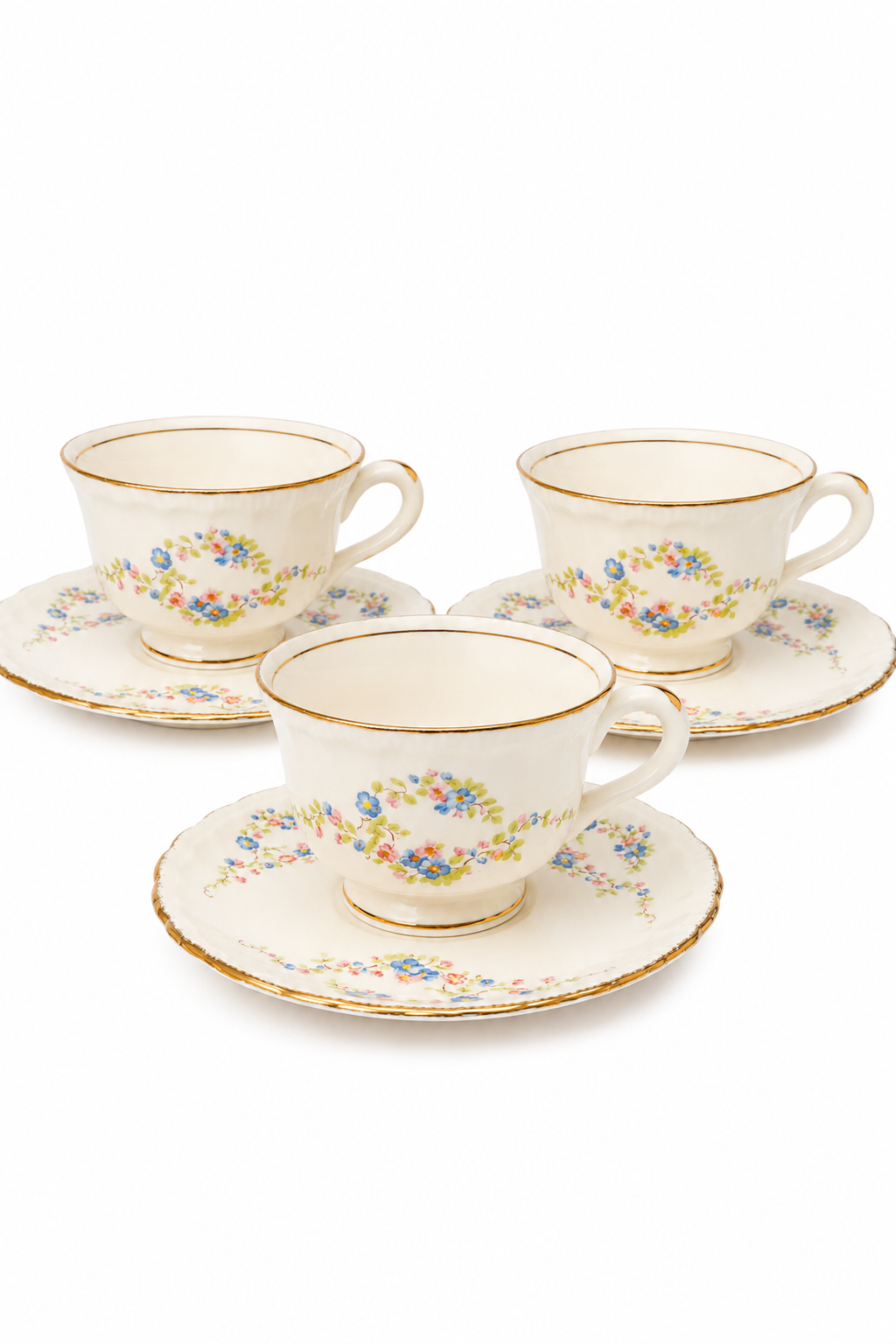 1940s Pope-Gosser Blue Belle Teacup & Saucer Set | Vintage Floral China | Made in USA