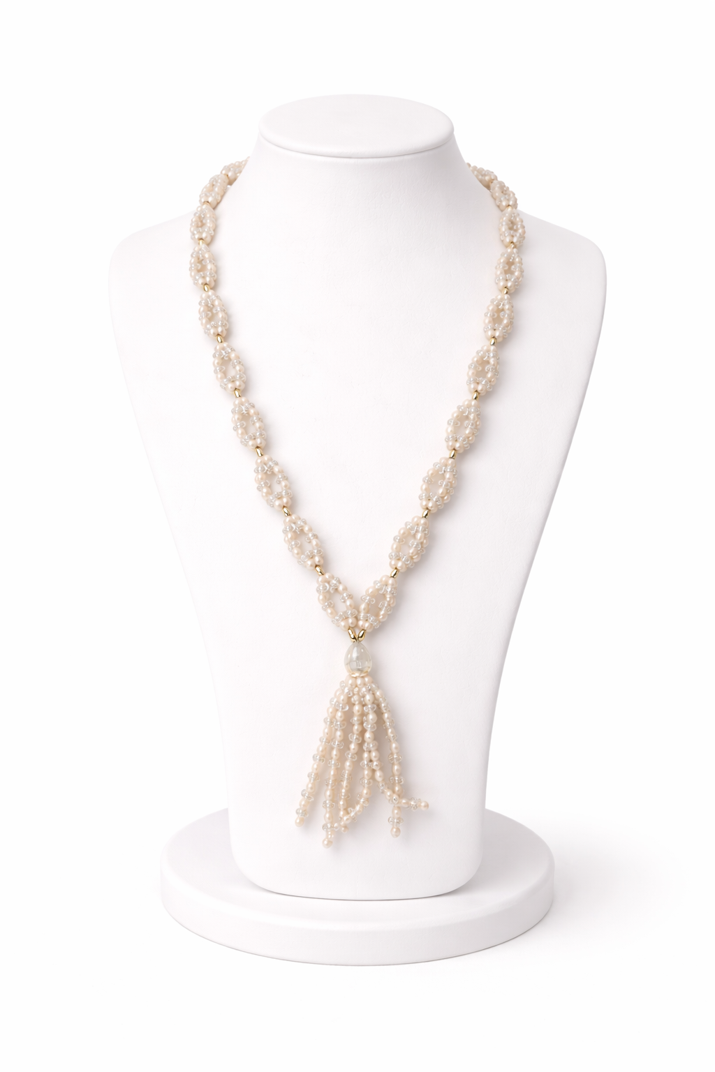 “Perle d’Amour” Vintage Beaded Pearl Tassel Necklace | Romantic Statement Jewelry