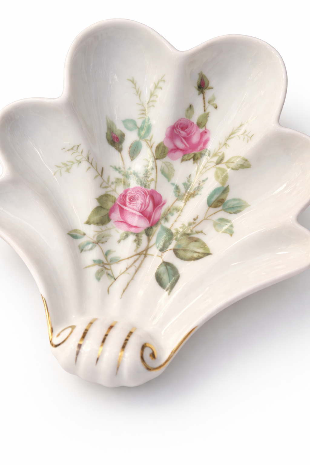Vintage Mitterteich Bavaria Leaf-Shaped Plate (1940s–1960s) | Porcelain Trinket Dish, Germany