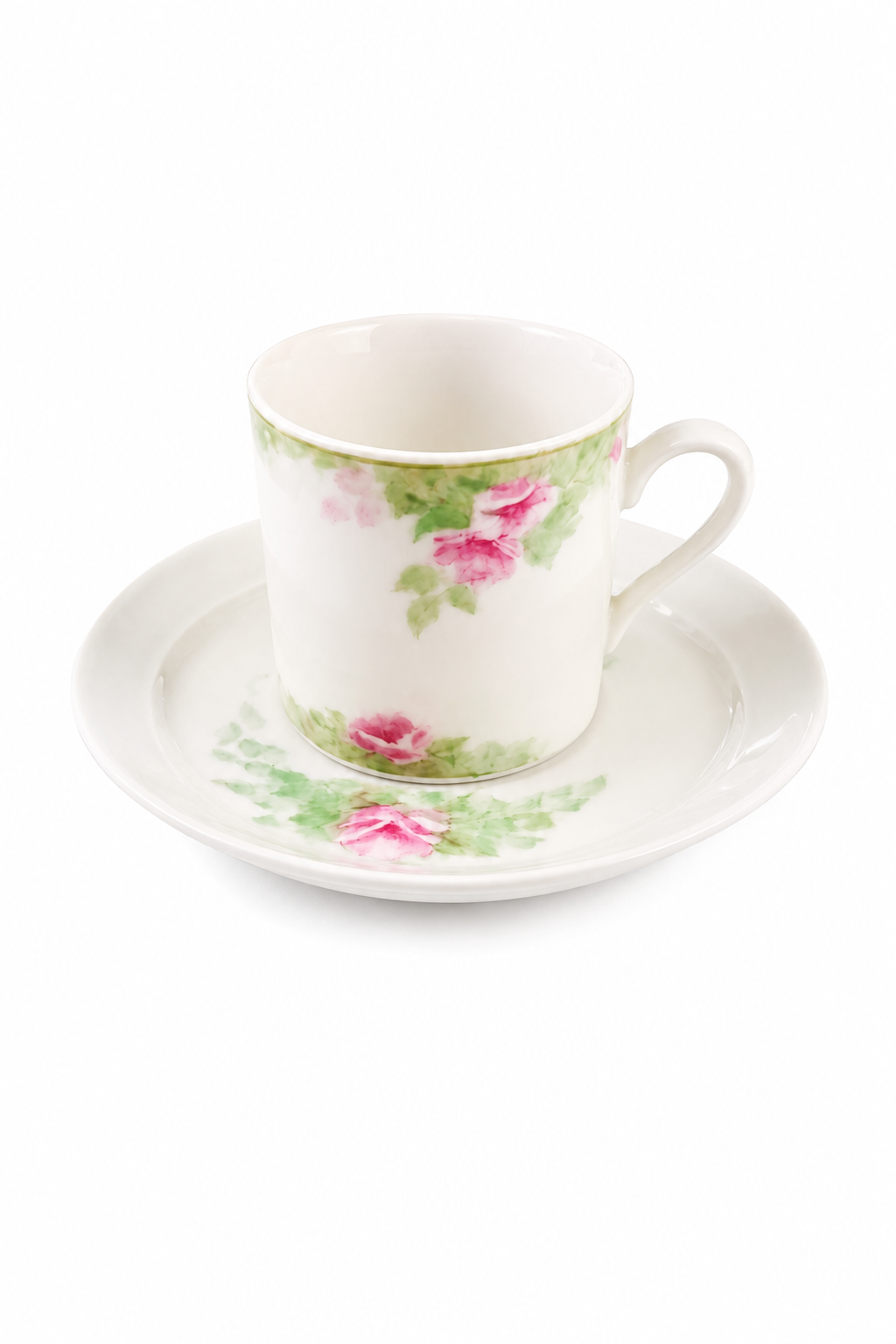 1990s Vintage Style Rosme Fine Porcelain Teacup & Saucer Set | Pink Rose Floral Pattern