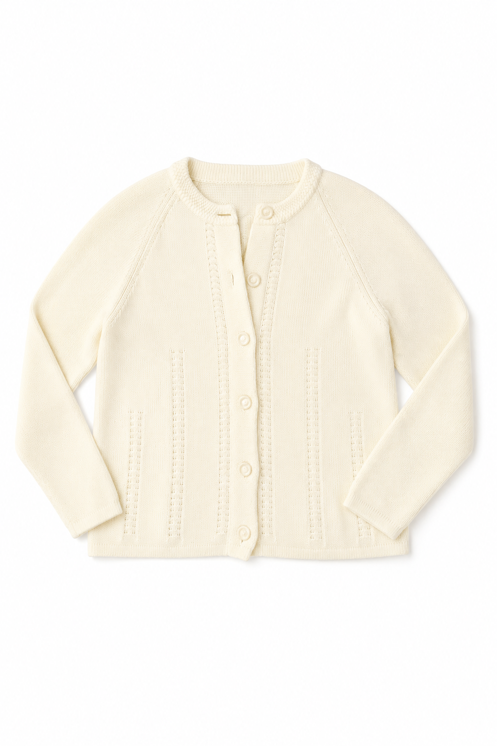 Vintage Cream Chunky Knit Cardigan Sweater | Cozy Handmade Look | Size Large