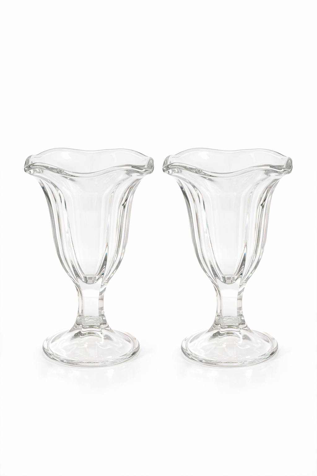 Set of 2 Vintage Ice Cream Glass Cups | Classic Dessert Sundae Glasses