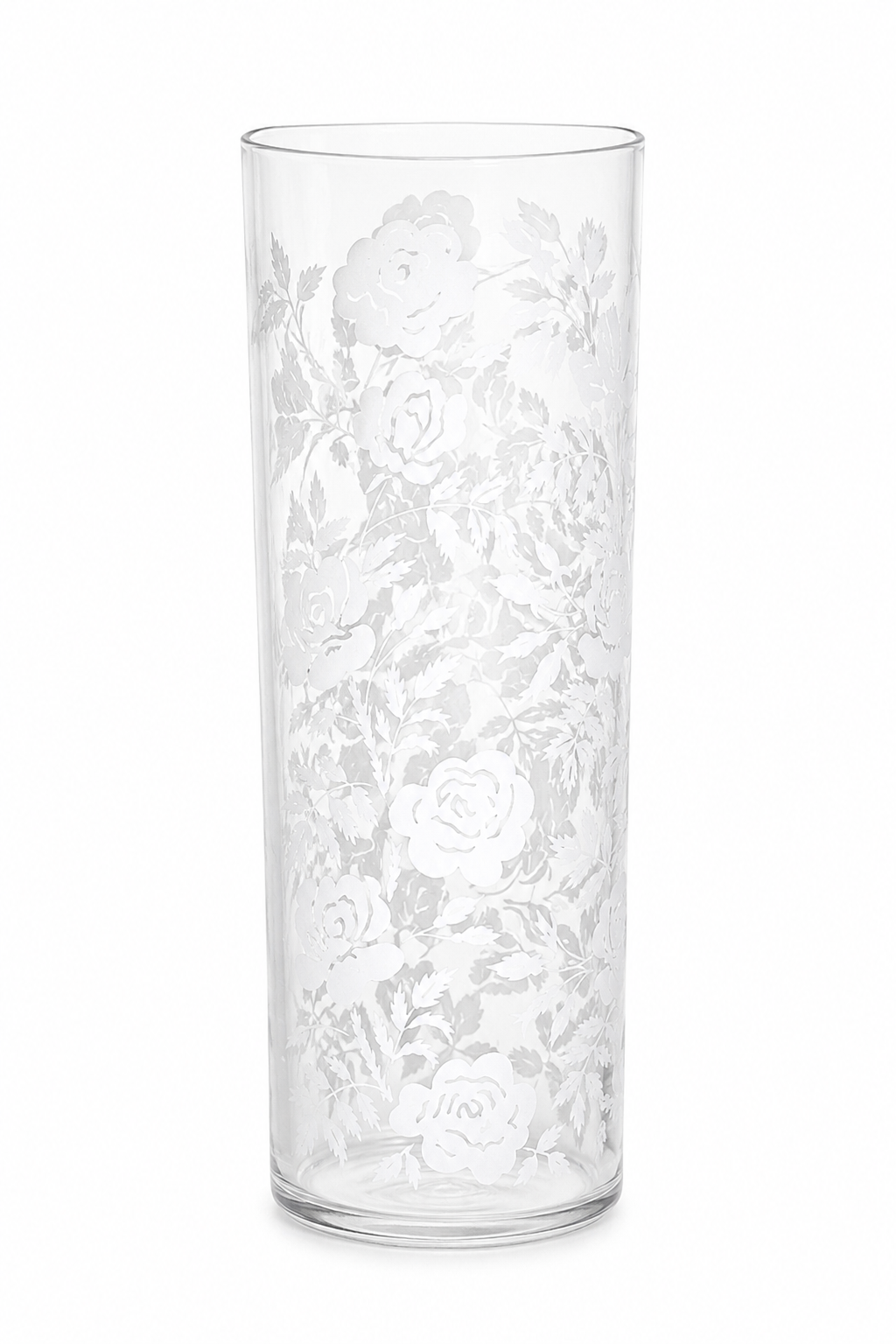 Vintage 1950s Libbey White Roses Highball Glasses Set of 4 | Frosted Floral Tumblers | Mid-Century Modern Glassware | Cottagecore Barware
