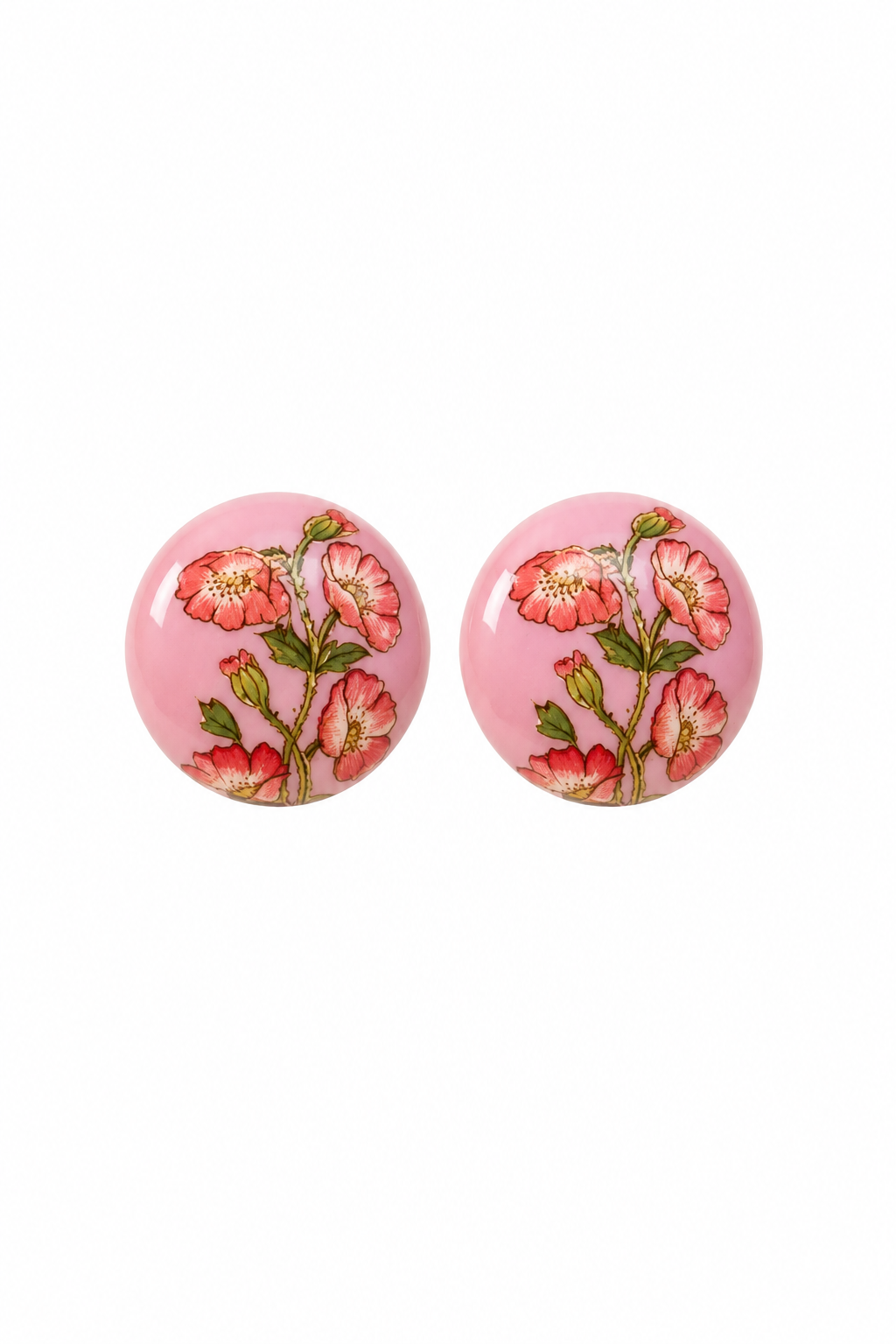 Vintage-Style Mini Pink Floral Round Stud Earrings