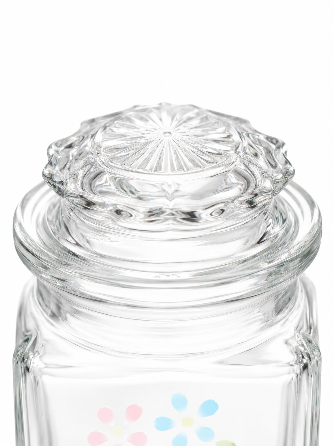 Vintage Hand-Painted Glass Canister | Mini Floral Apothecary Jar | Cottagecore Vanity Storage | Shabby Chic Trinket Container