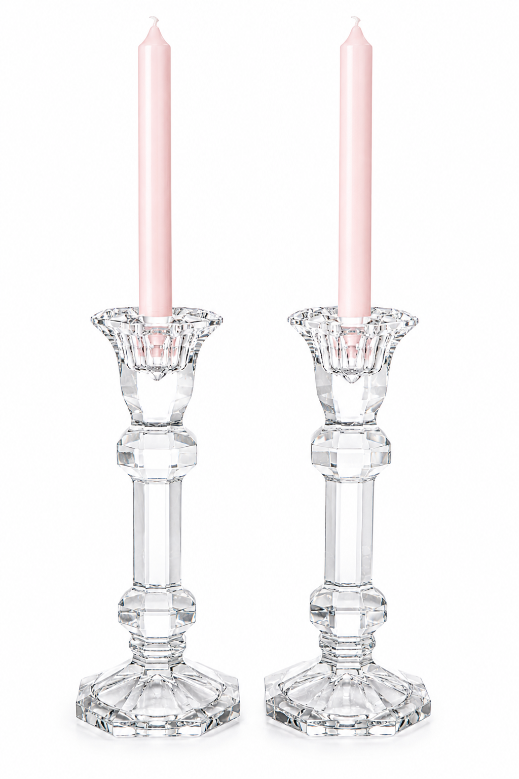Vintage Faceted Crystal Candlestick Holders – Set of 2 | Elegant Shabby Chic Candle Holders