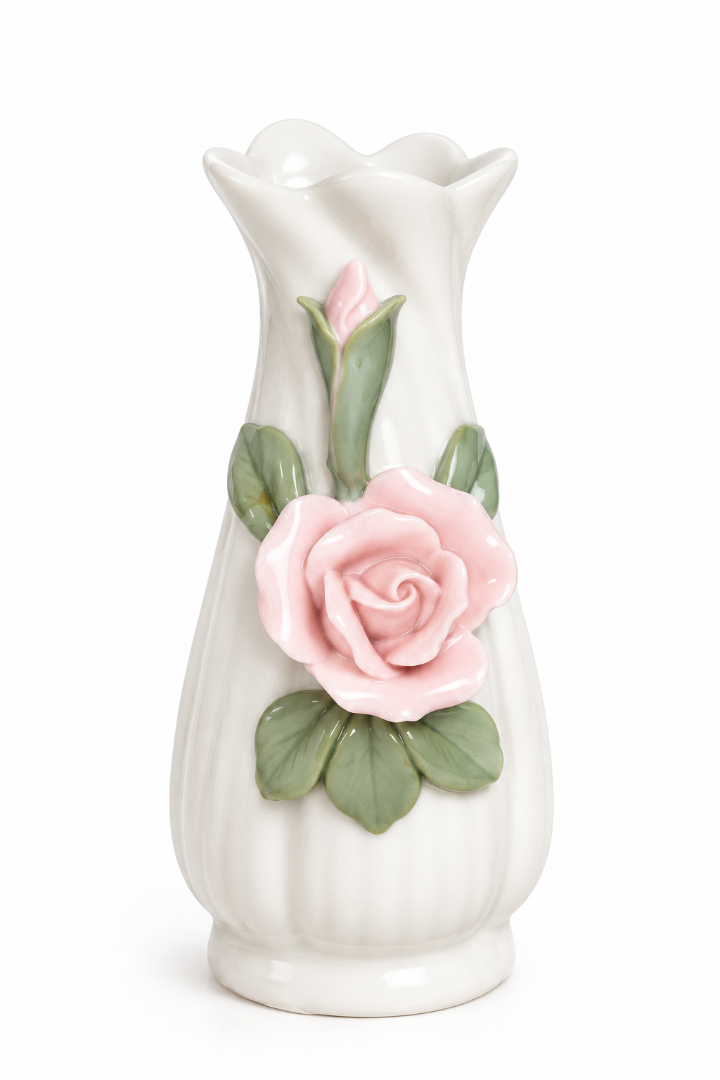 Vintage Pink Rose Bud Vase | Porcelain Floral Vase