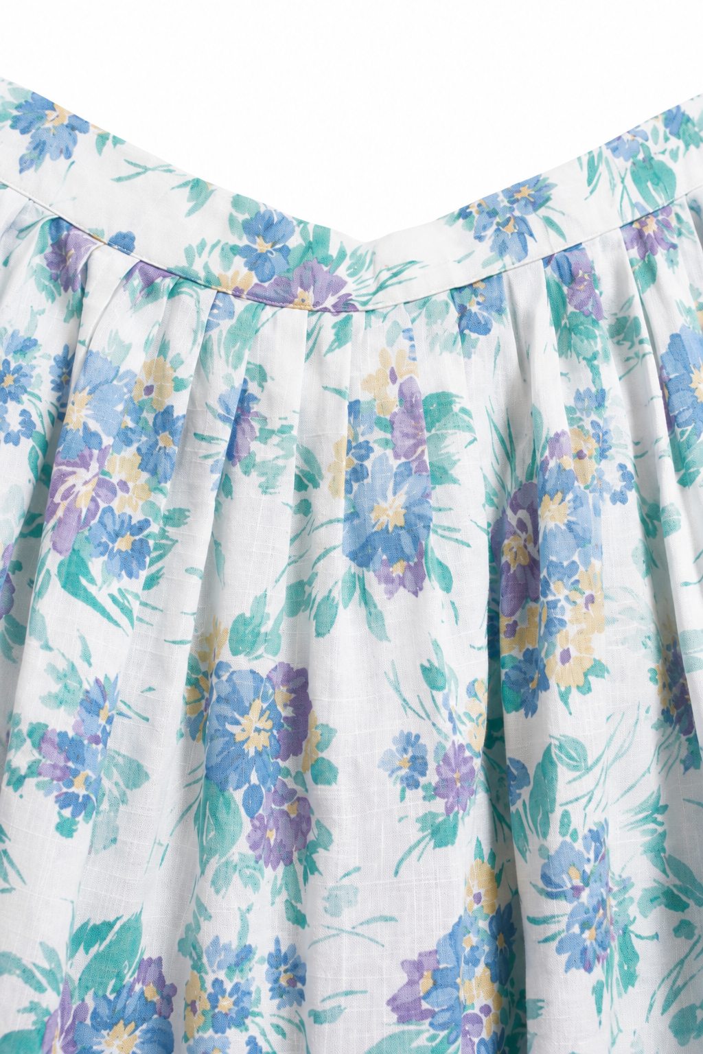 Vintage Diversity Essentials Petite Floral Midi Skirt | Cottagecore Blue & Lavender Floral Skirt | Size 14 Petite