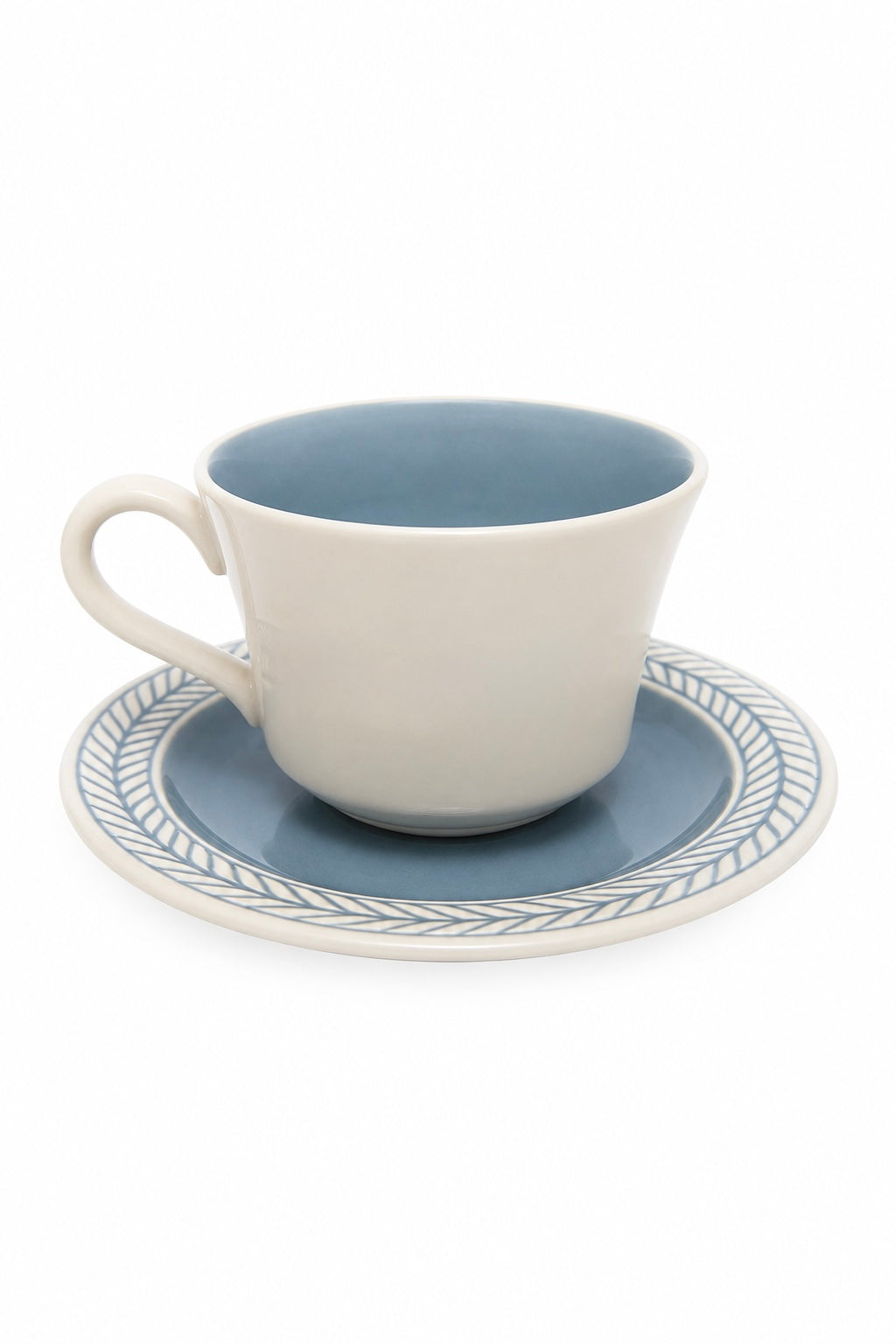 Vintage 1960s Harker China Laurelton French Blue & White Teacup and Saucer Set