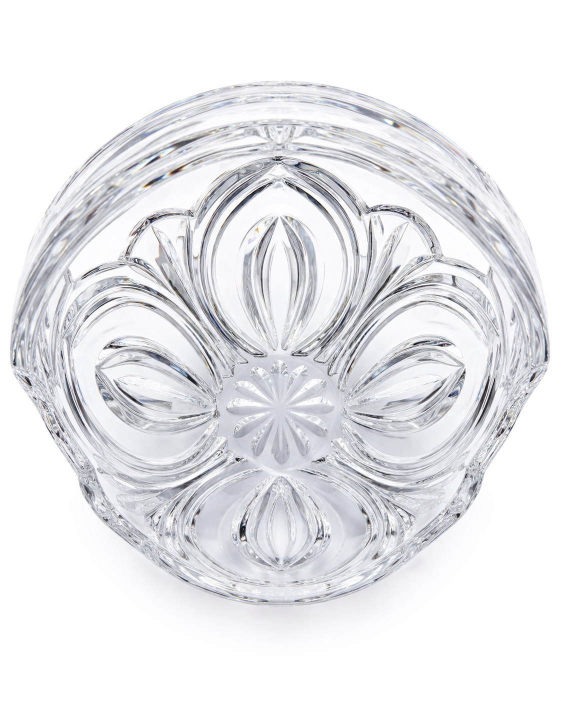 1970s Royal Limited Lead Crystal Basket | Vintage Crystal Handle Basket