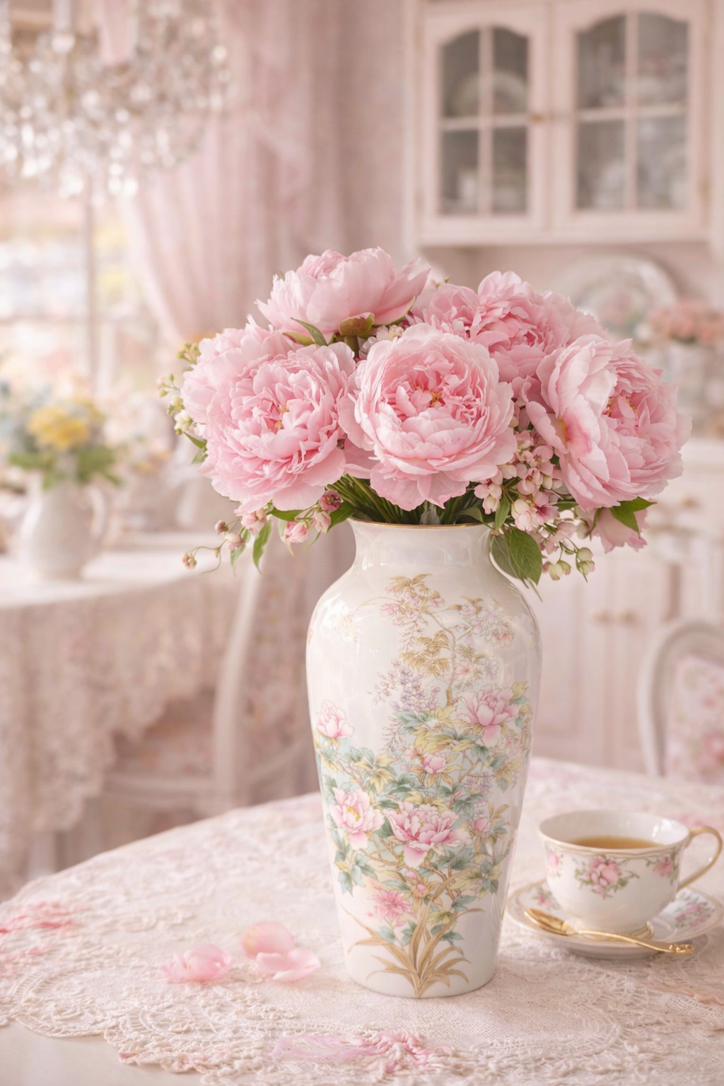 Vintage 1970s Shibata Japan Floral Porcelain Vase | Hand-Decorated Statement Vase