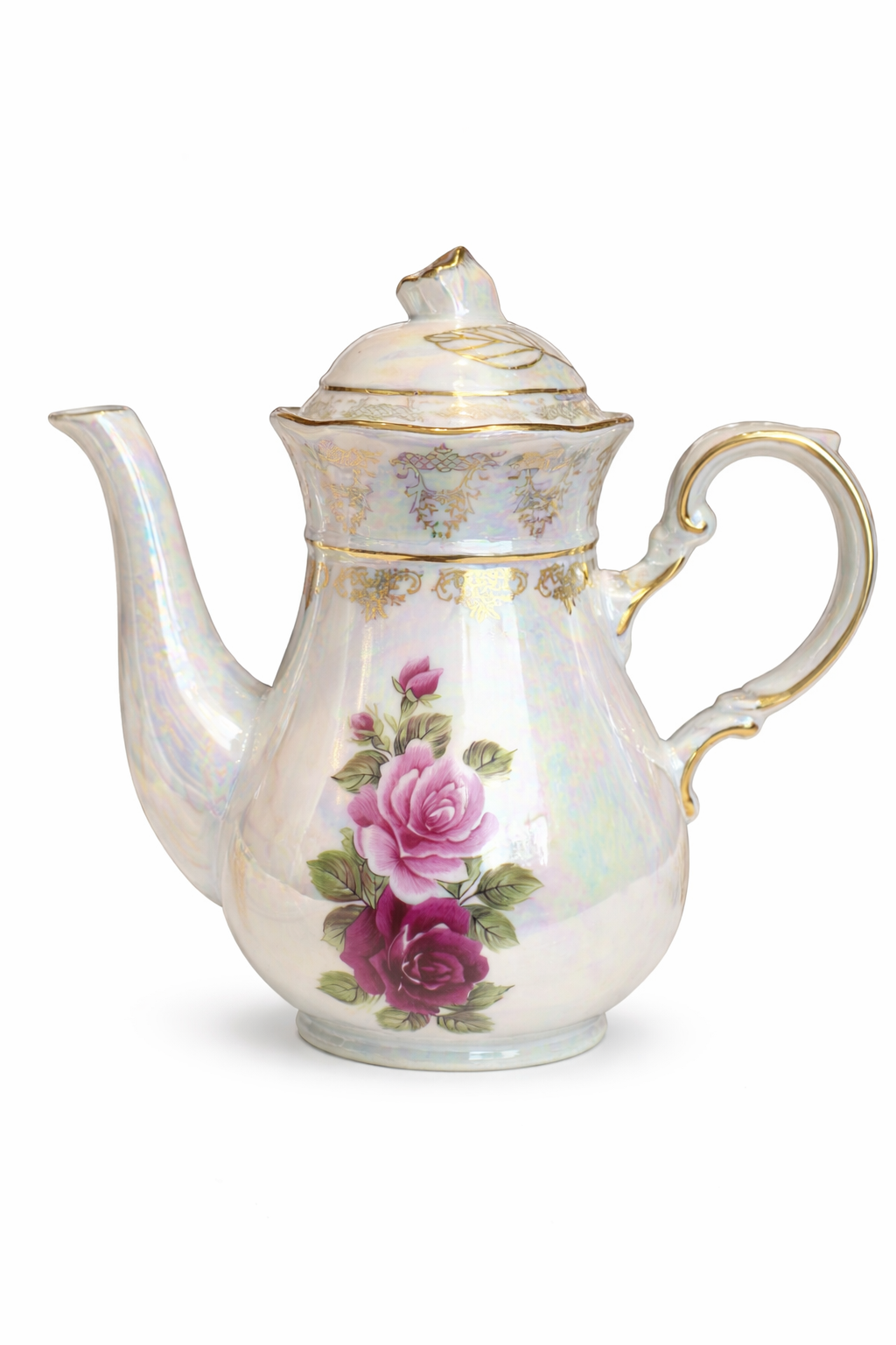 Vintage Imperior Porcelain Teapot | Iridescent Pearl Finish, German Design, Elegant Tea Pot