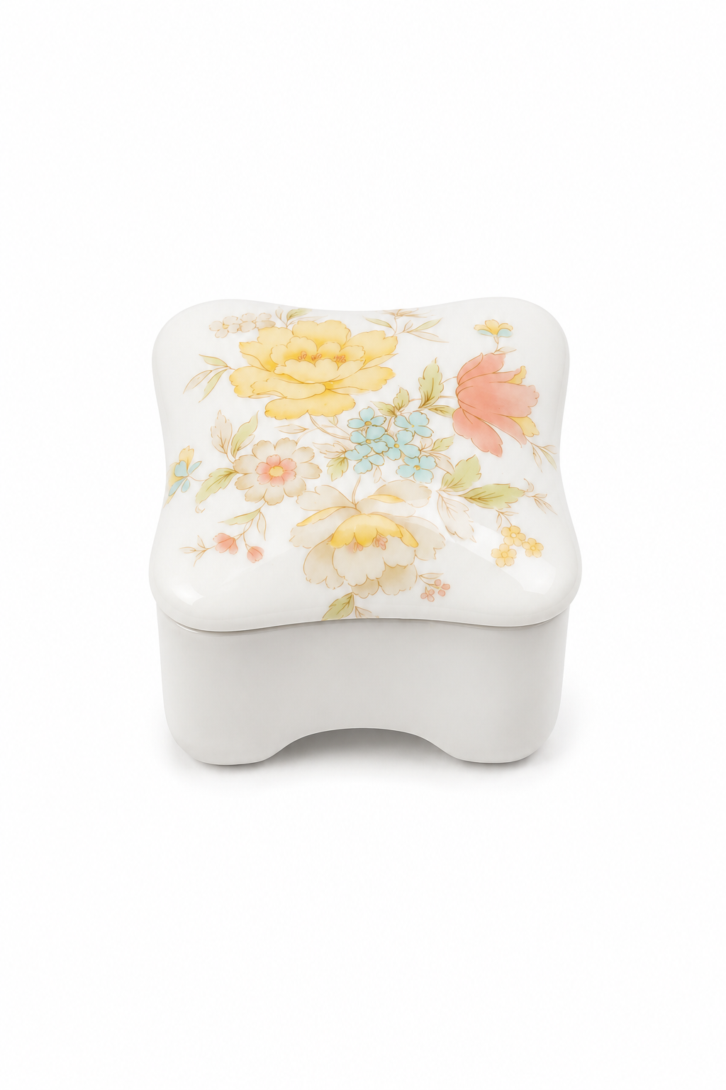 Vintage Takahashi San Francisco Floral Trinket Box | Made in Japan | Porcelain Jewelry Box