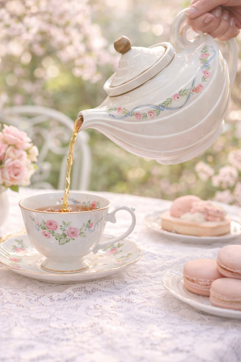 Thé de Rêverie | Vintage Hall’s Superior Kitchenware Teapot, Made in USA, Shabby Chic Floral Teapot