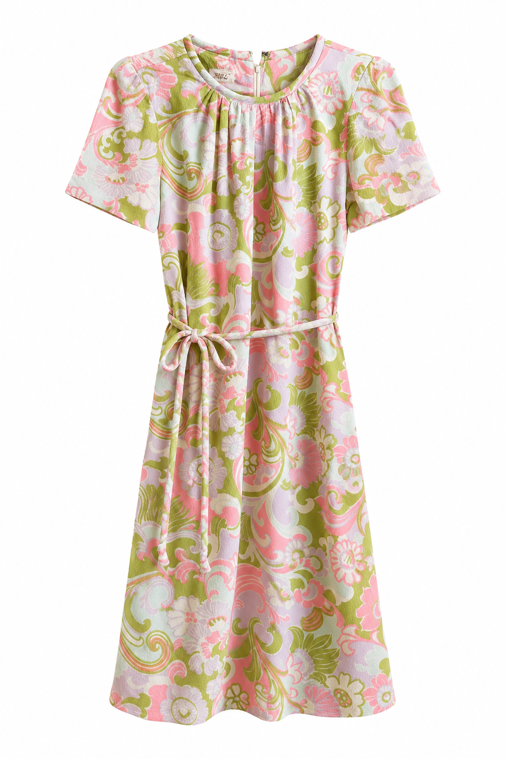 Vintage 1970s Korell "A Custom Plus Design" Pastel Psychedelic Floral Midi Dress | Mod Paisley Print Lounge Dress size S/M