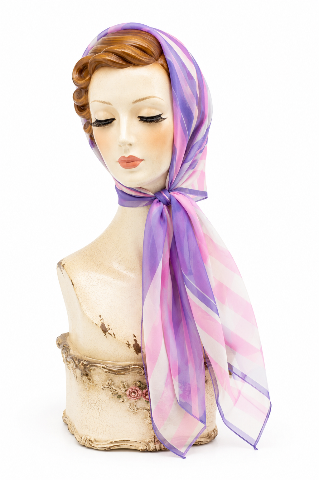 Morsly New York Made in Italy Pink Purple & White Sheer Neck Scarf | Hair Scarf