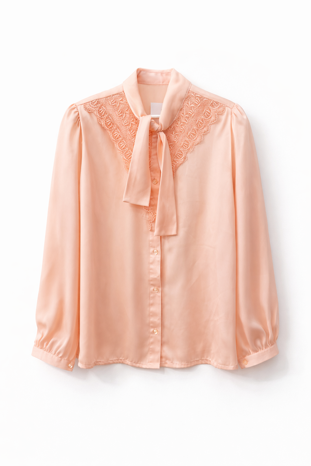 Peach Parlor Lace Blouse | Romantic Vintage Tie-Neck Top