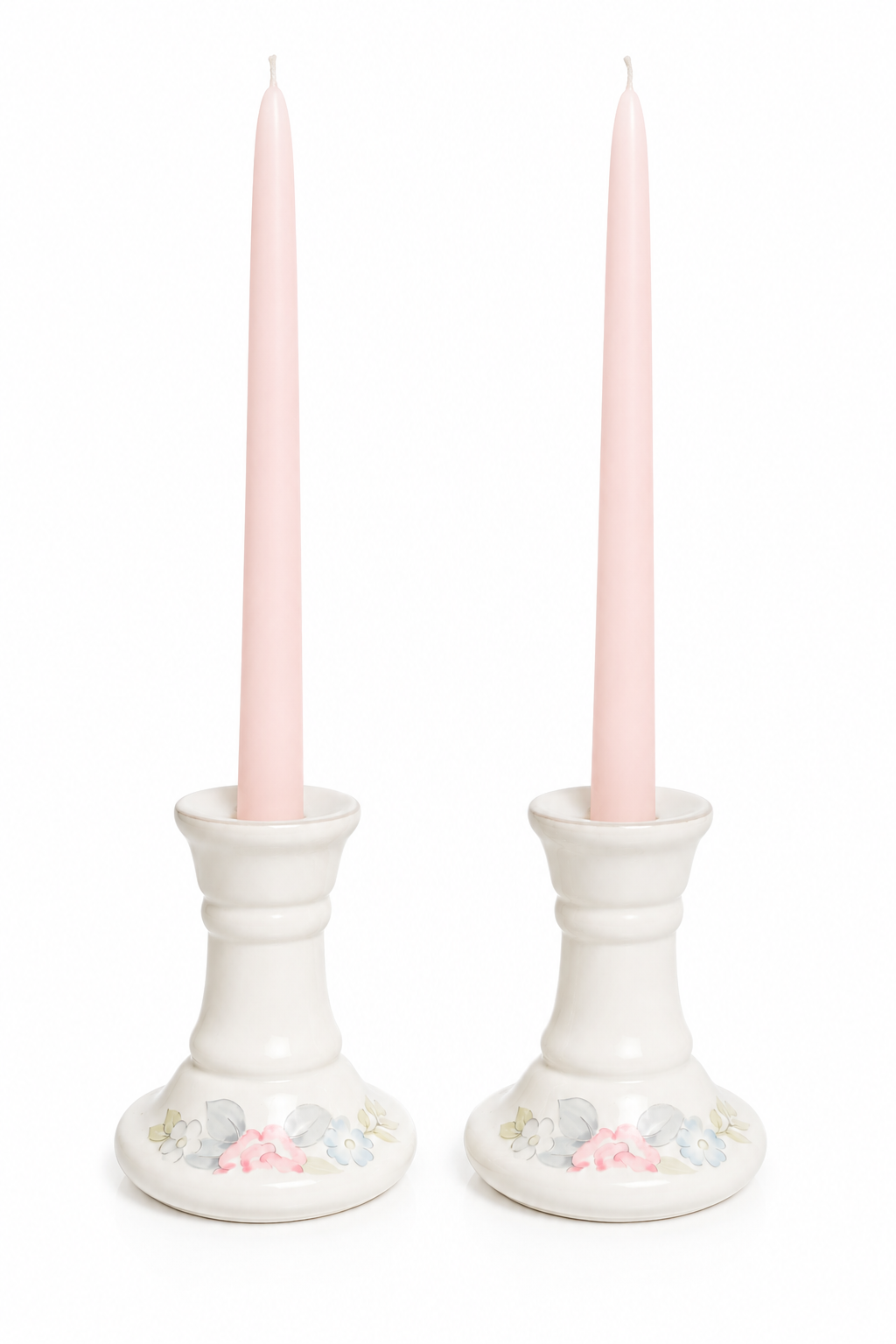 Vintage Pfaltzgraff Floral Ceramic Candle Holders – Set of 2 Pastel Pink & Blue Cottage Candle holders