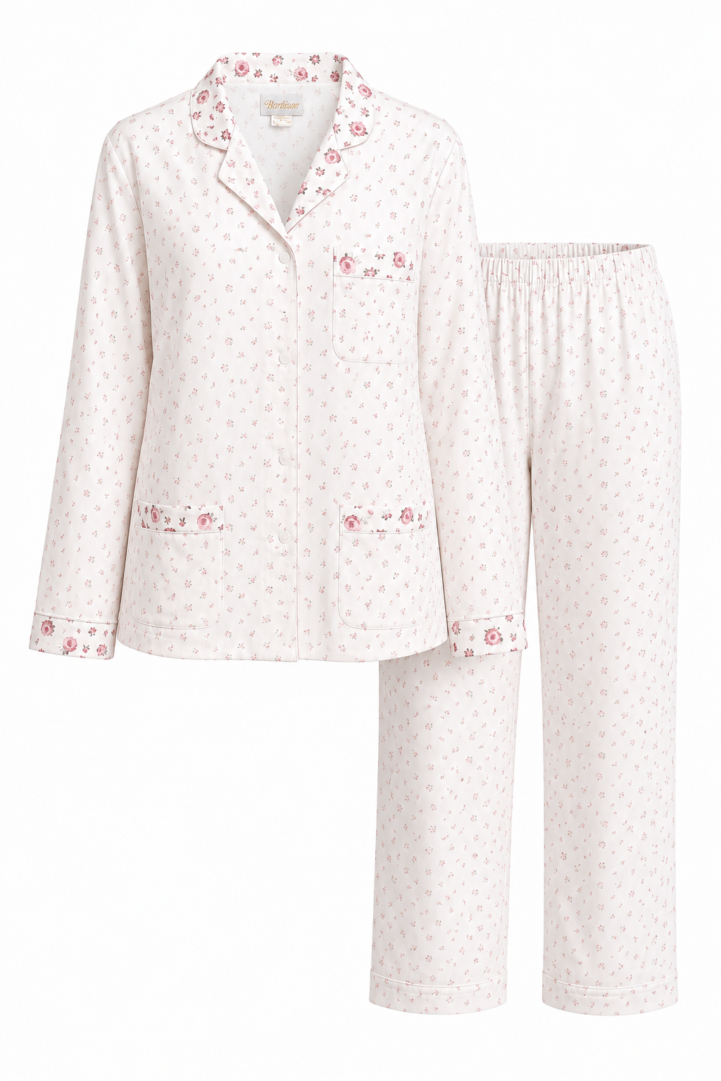 Vintage 1980s Barbizon Cuddleskin Floral Pajama Set 2X Pink Rose Cottagecore Coquette Soft 2-Piece