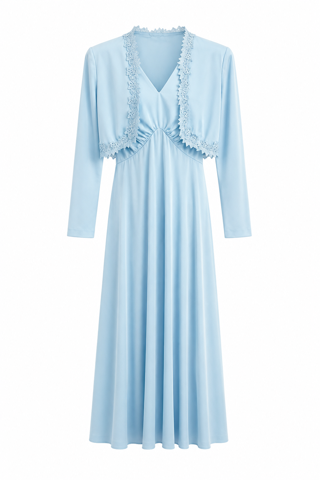 Vintage 1960s/1970s Powder Blue Maxi Dress Set with Matching Jacket | Mod Formal Gown | Size 6