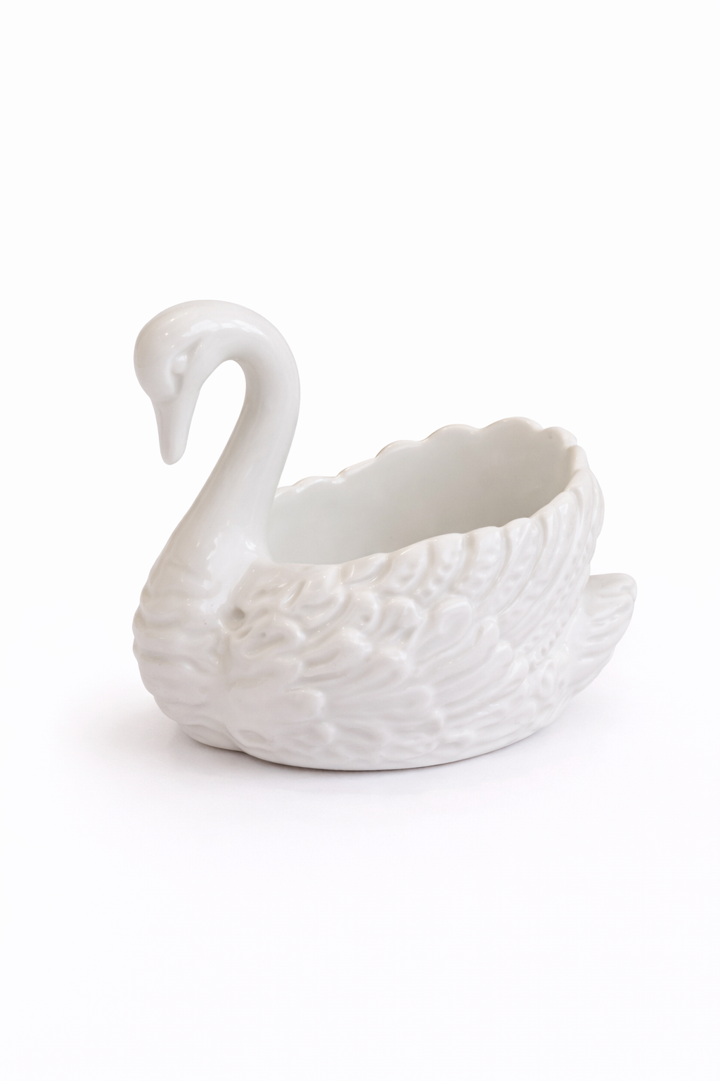 Vintage White Swan Trinket Dish | Minimalist Porcelain Swan Bowl, Ring Holder, Cottagecore Decor