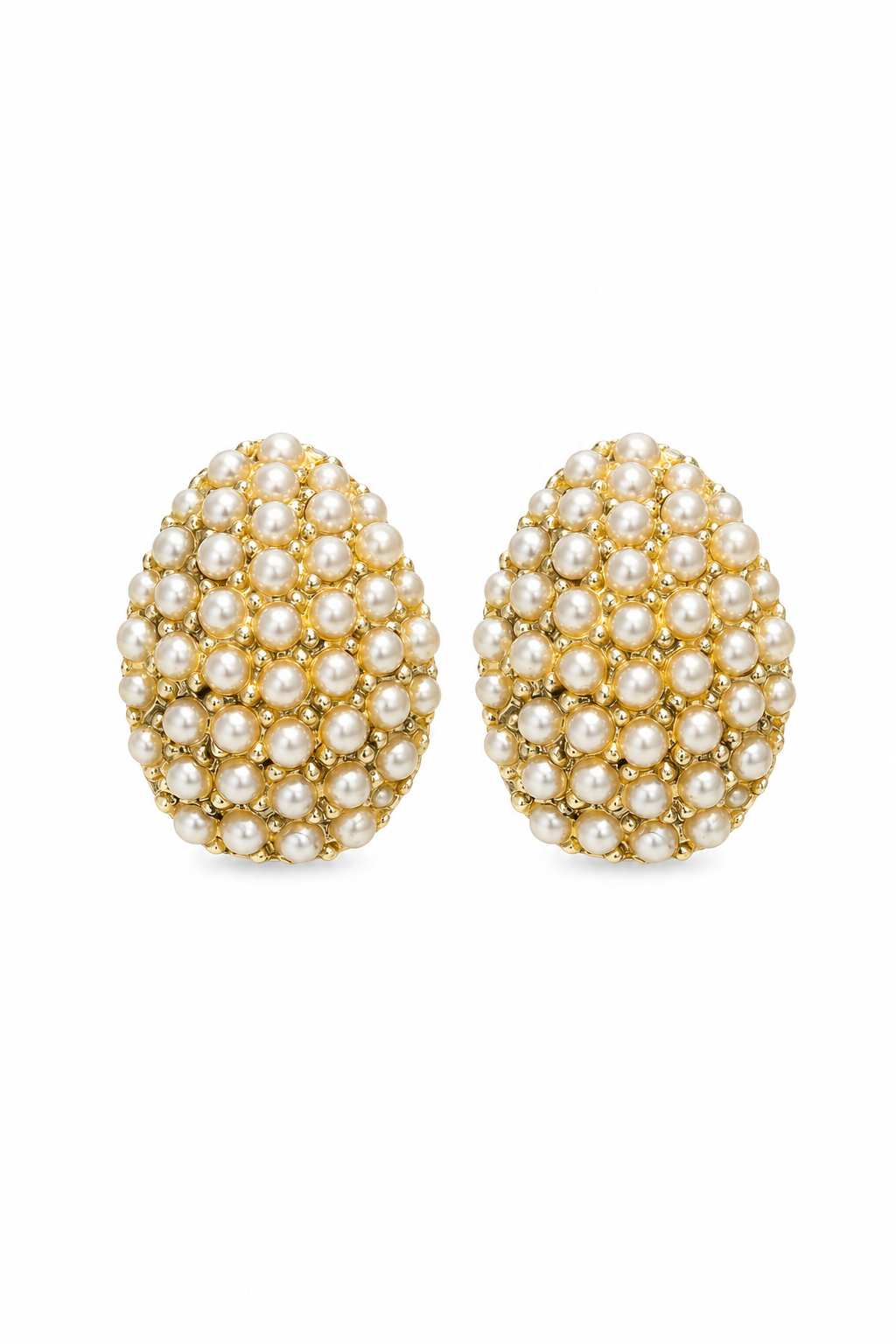 Vintage 1970s BSK Pearl Cluster Statement Clip-On Earrings