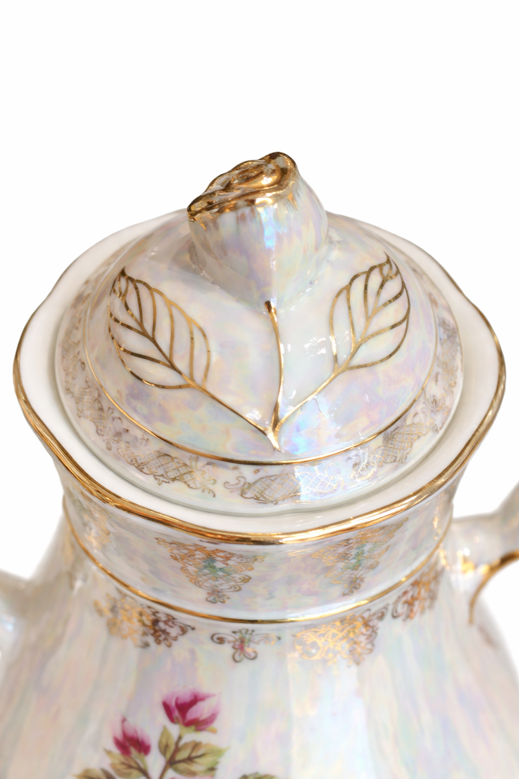 Vintage Imperior Porcelain Teapot | Iridescent Pearl Finish, German Design, Elegant Tea Pot