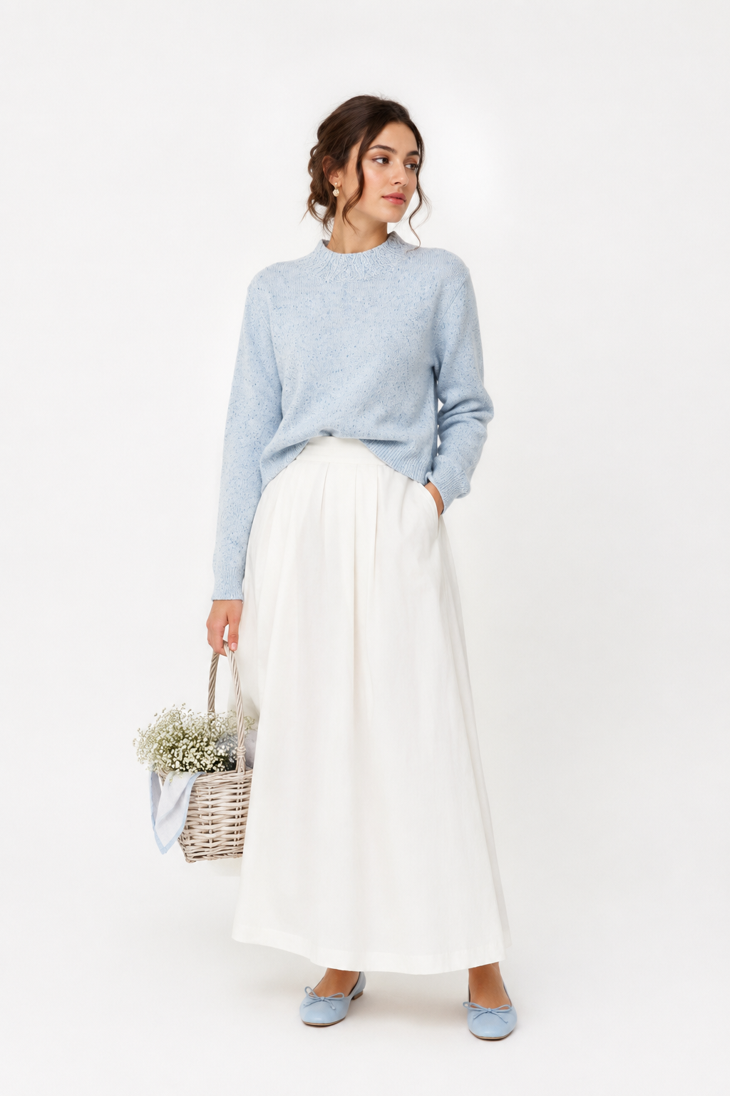 Vintage Alfred Dunner Petite Powder Blue Speckled Knit Sweater – Petite Medium
