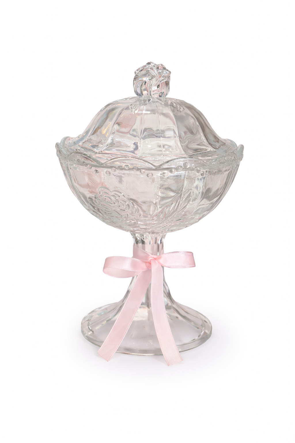Vintage Bohemia Crystal Lidded Candy Dish | Made in Czechoslovakia, Pedestal Glass Bowl with Lid, 8” Elegant Dessert Dish