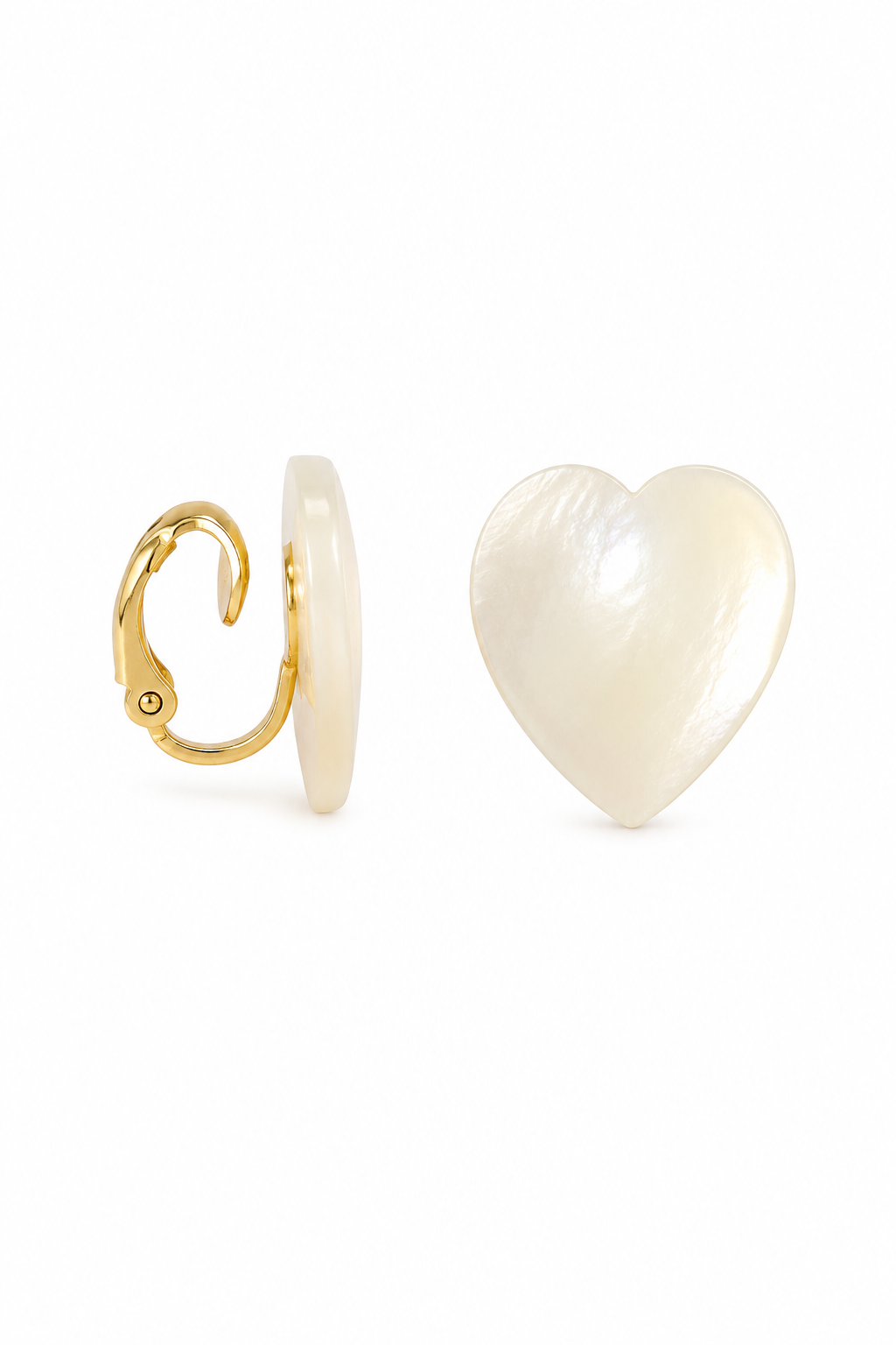 Vintage 1980s White Heart Clip-On Earrings Resin Statement Jewelry