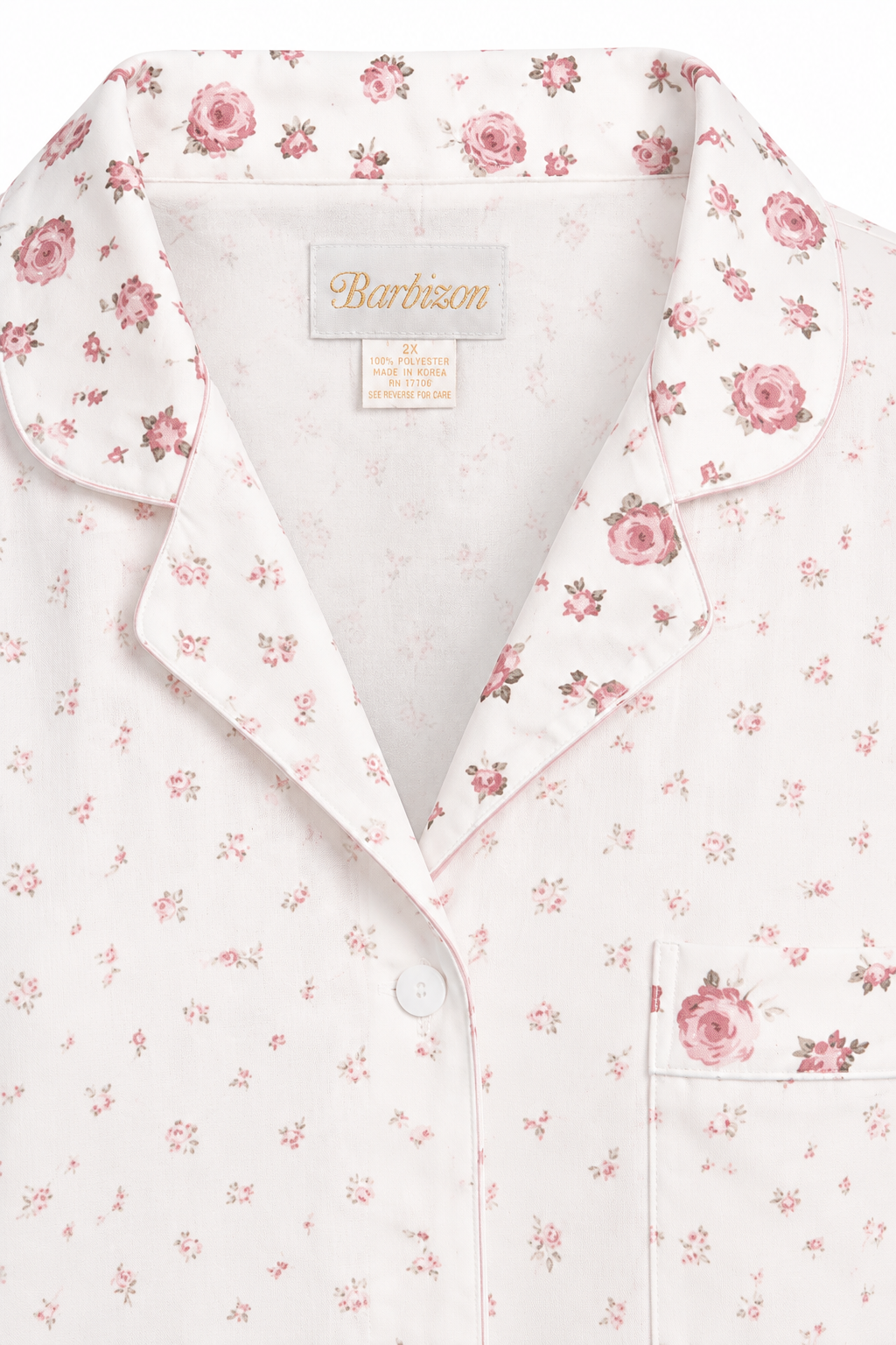 Vintage 1980s Barbizon Cuddleskin Floral Pajama Set 2X Pink Rose Cottagecore Coquette Soft 2-Piece