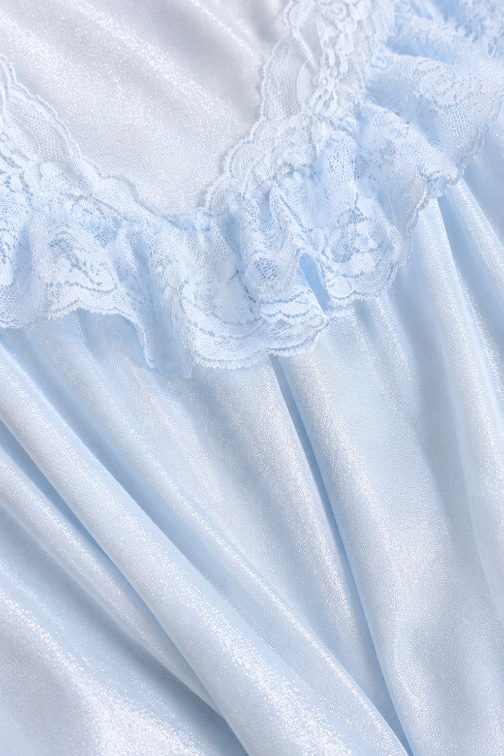 Vintage Baby Blue 2-Piece Nightgown & Peignoir Robe Set | Lace Trim - Size Large 16/18
