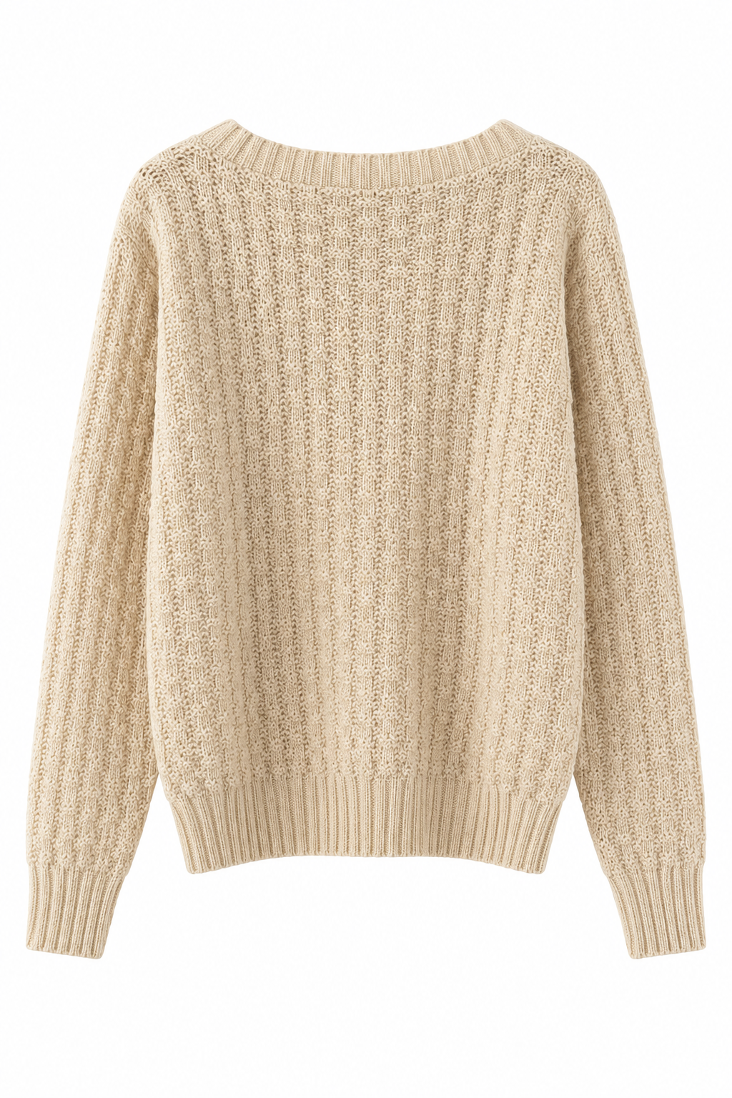 Vintage Beige Knit Sweater | Cozy Oversized Cottagecore Pullover | Small–Medium