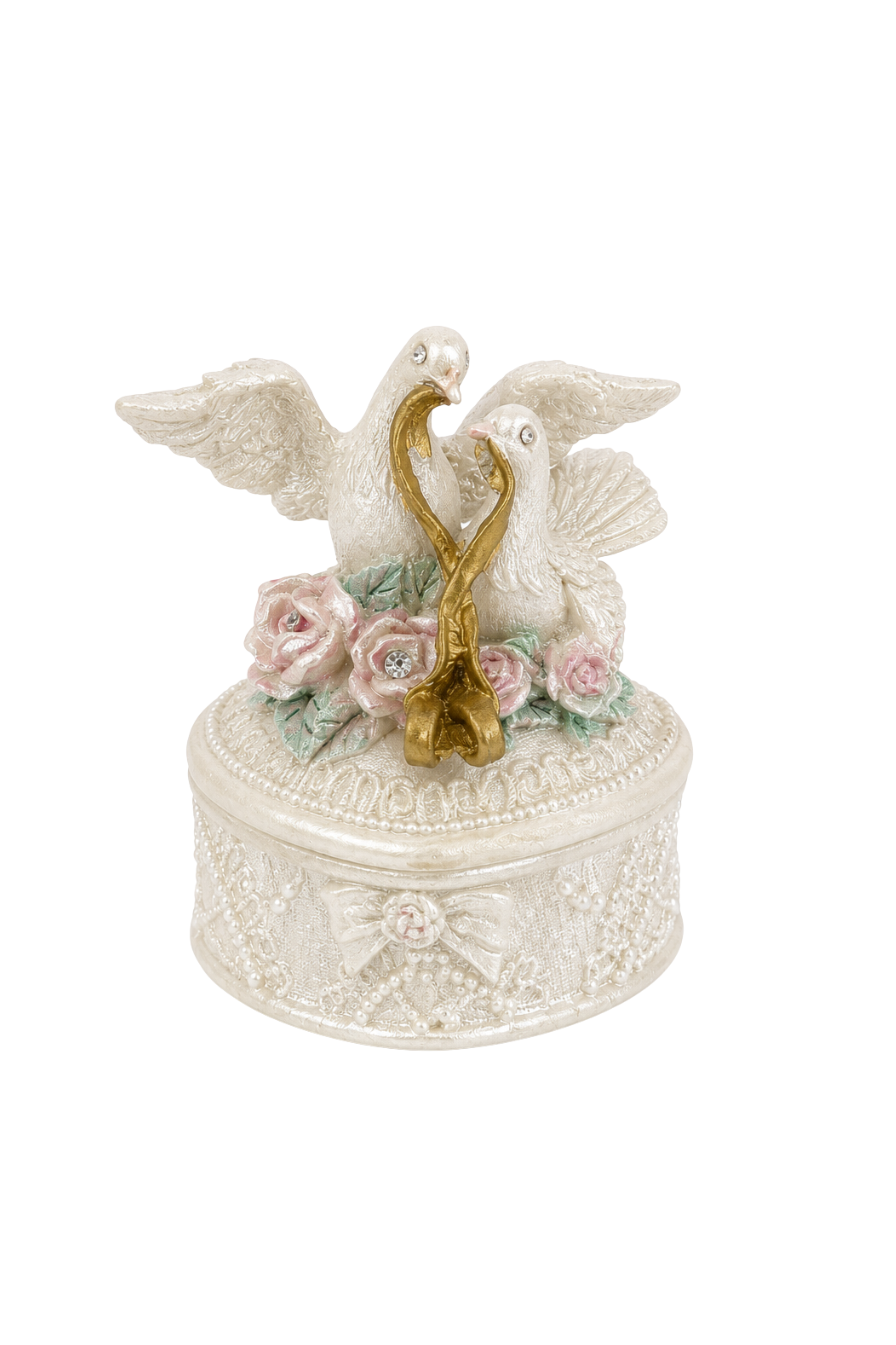 Vintage Heart-Shaped Dove Trinket Box | Romantic Cottagecore Jewelry Box | Shabby Chic Décor