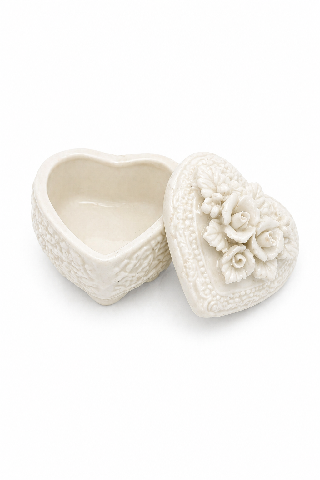 Romantic Heart Ring Box with 3D Roses | Vintage Style Trinket Box