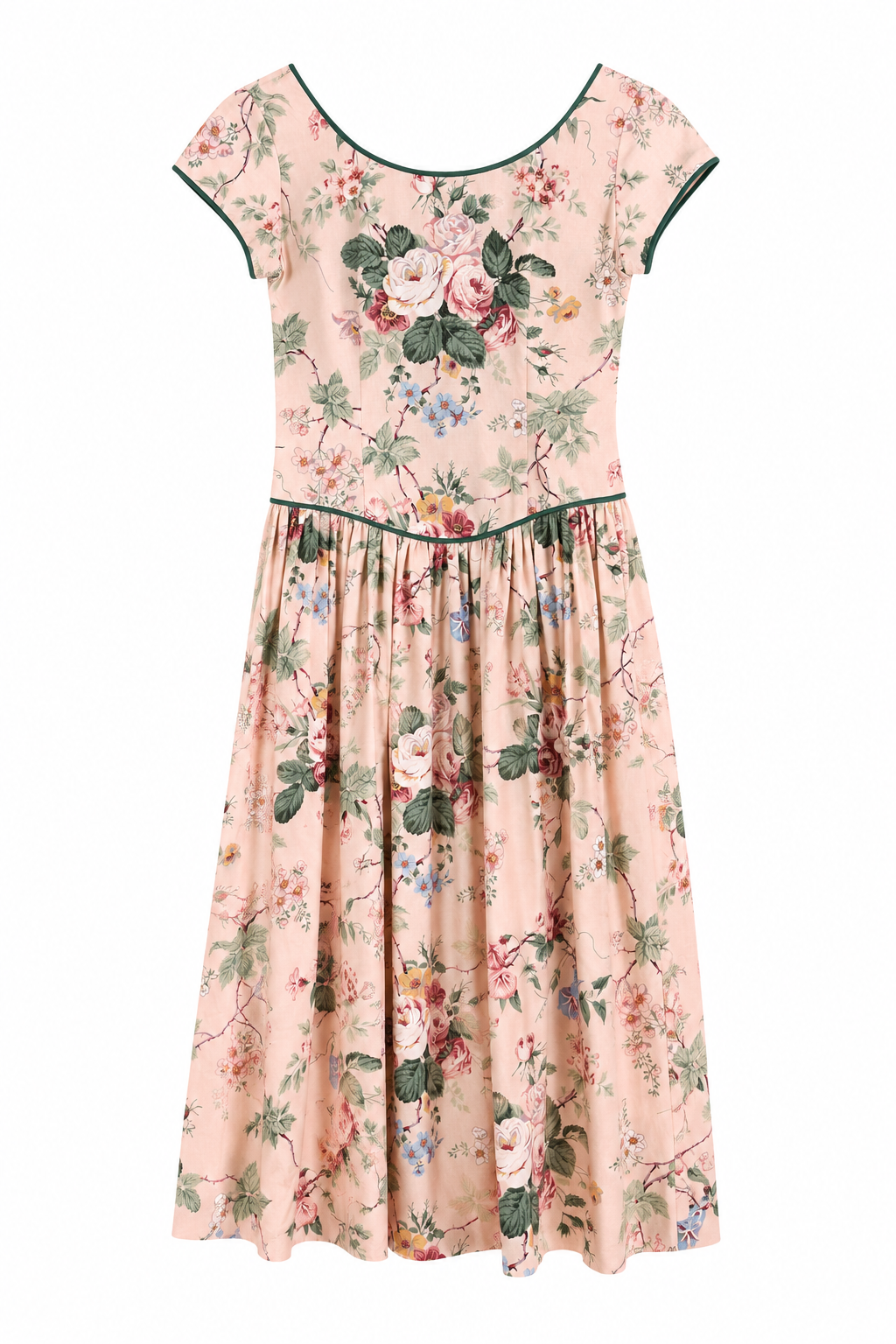 Vintage Handmade Floral Midi Dress | Romantic 1980s Dress | 1950s Inspired (Best Fits S–M)