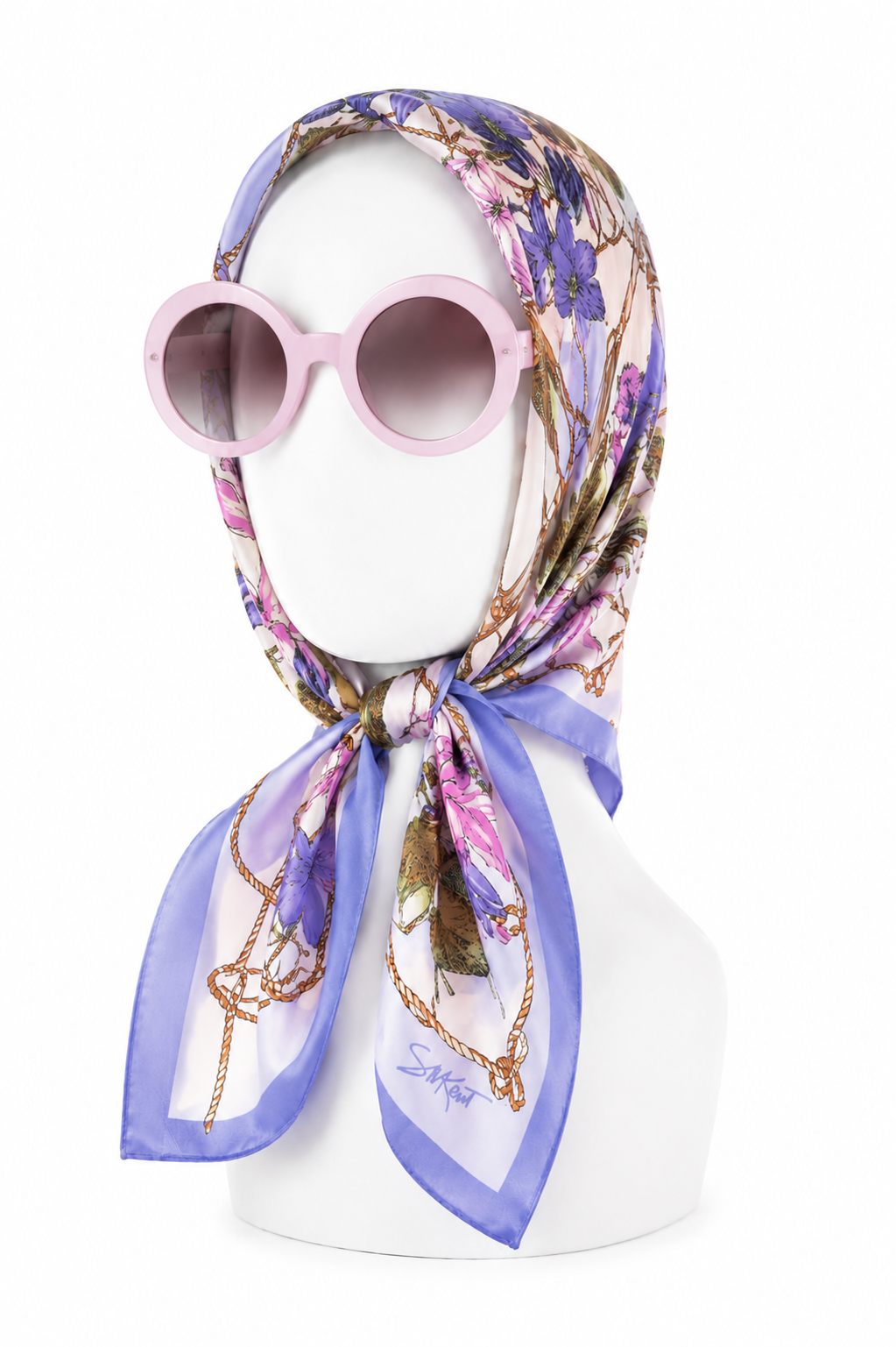Vintage Lavender Floral Headscarf | Romantic Cottagecore Hair Scarf | Purple & Pink Accessory Scarf