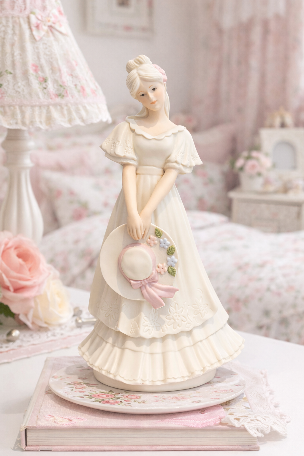 Vintage 2001 Heritage Collection Porcelain Lady Figurine | Romantic Garden Beauty