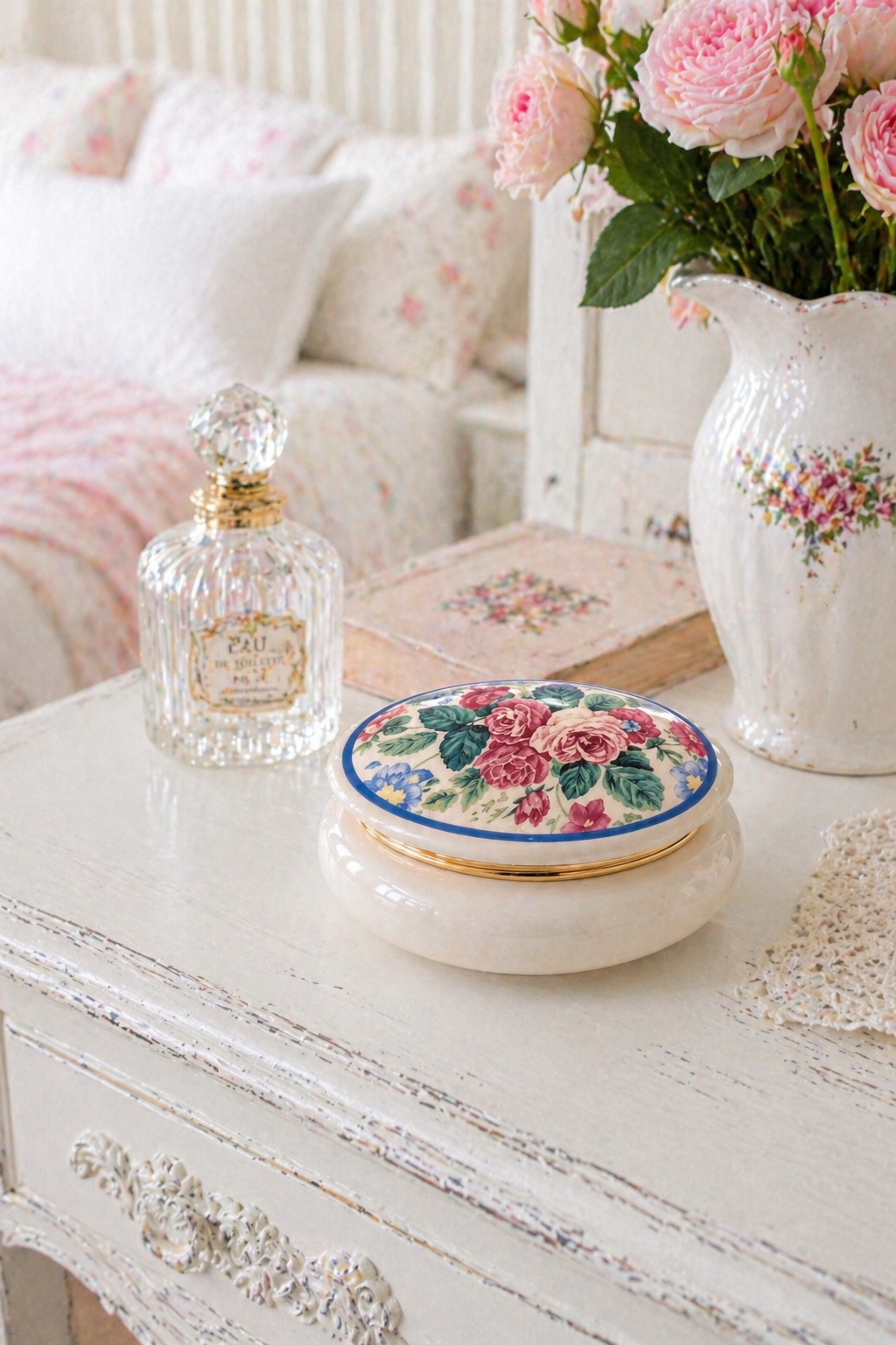 1998 Limited Edition Porcelain Musical Jewelry Box | Floral Keepsake Box