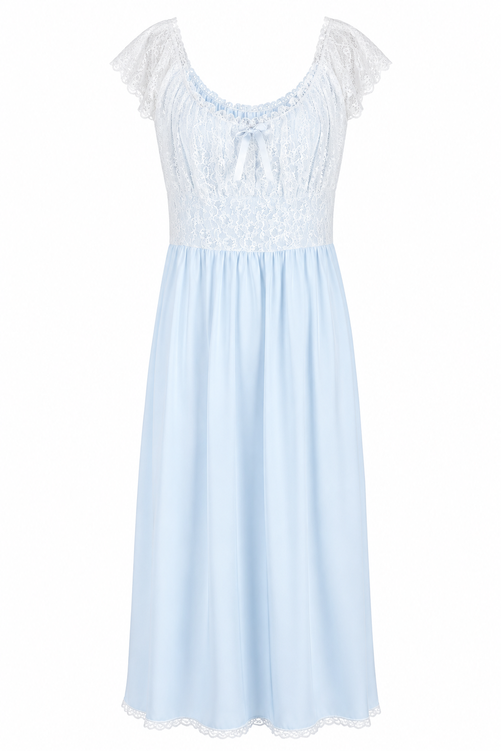 Vintage Sheer Blue Lace Nightgown | Romantic Lingerie Gown | Soft Baby Blue Sleepwear | Cottagecore Boudoir Nightdress | M/L