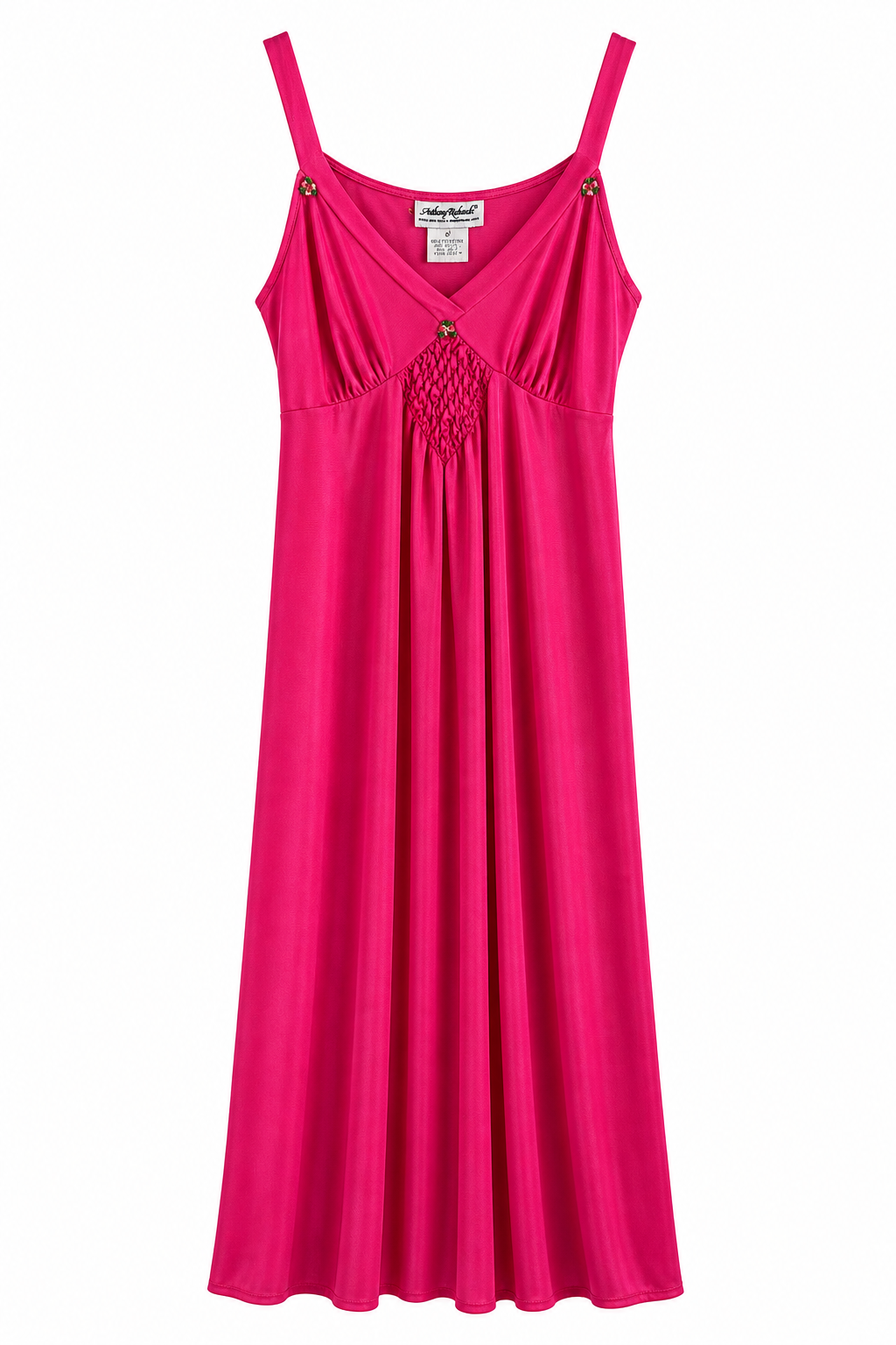 Vintage 1980s Anthony Richards Hot Pink Nightgown | Romantic Lounge Dress | Size Small | Made in USA