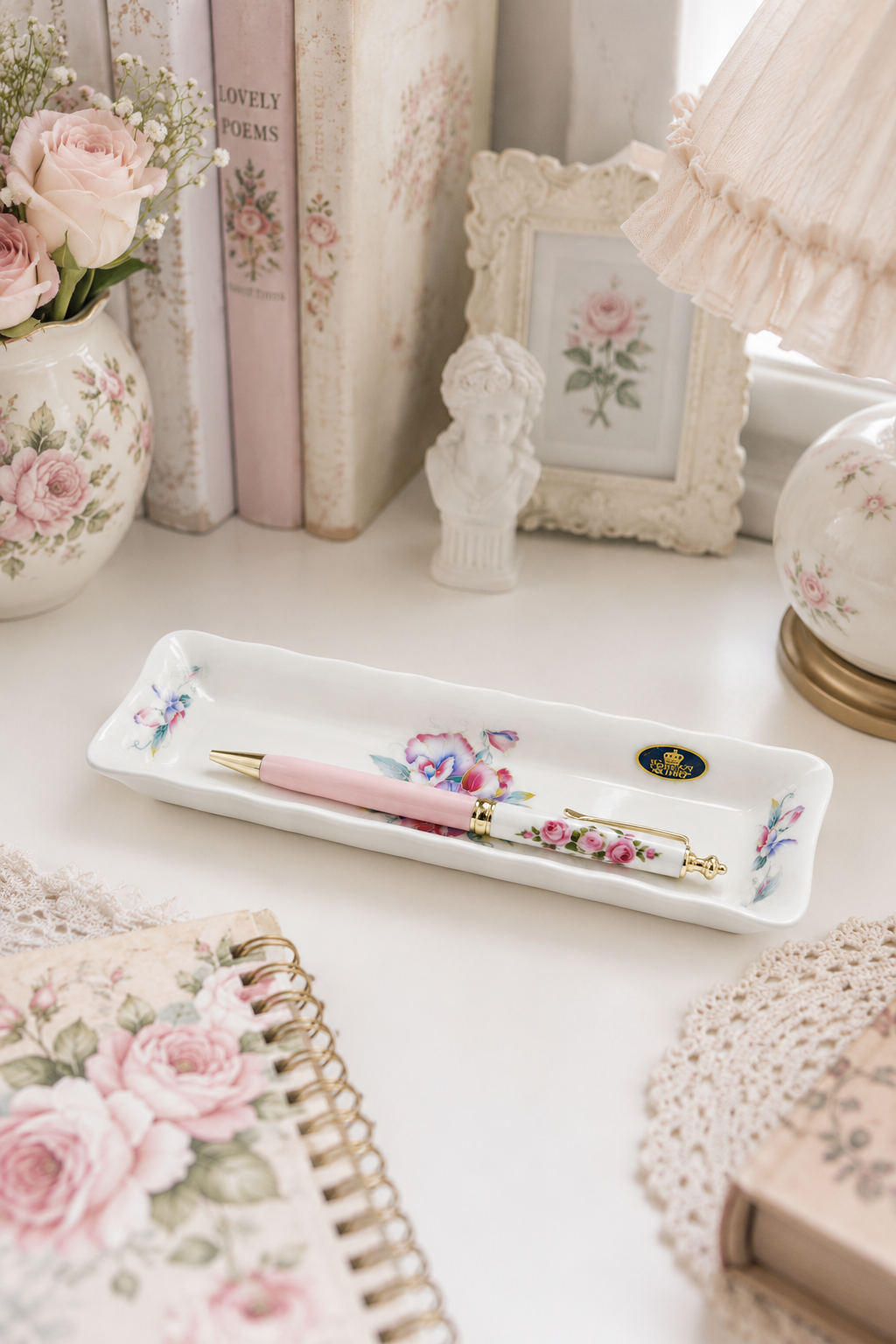Vintage 1980s Little Sweetheart Fine English Bone China Floral Trinket Tray | Made in England