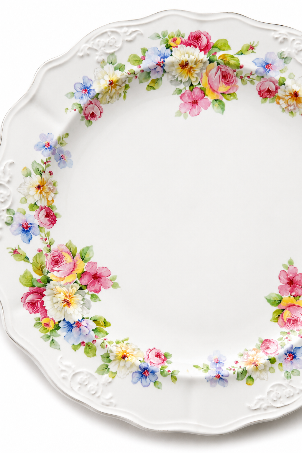Vintage Chatham Floral Dinner Plate | Made in USA | Shabby Chic Cottage Garden Plate | Sold Individually